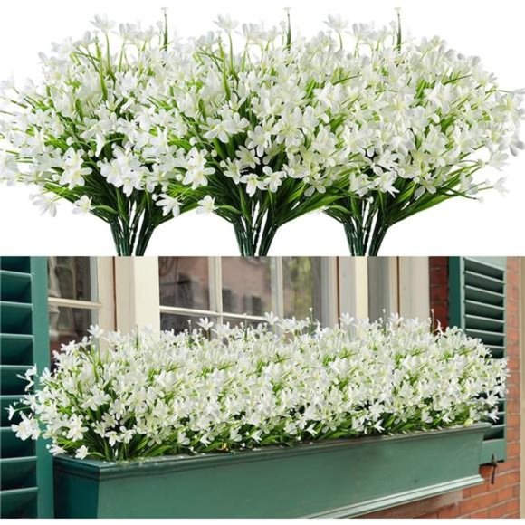 8Bundles Artificial Daffodils Flowers,FakeArtificial Greenery UVResistant(White) - Picture 1 of 7